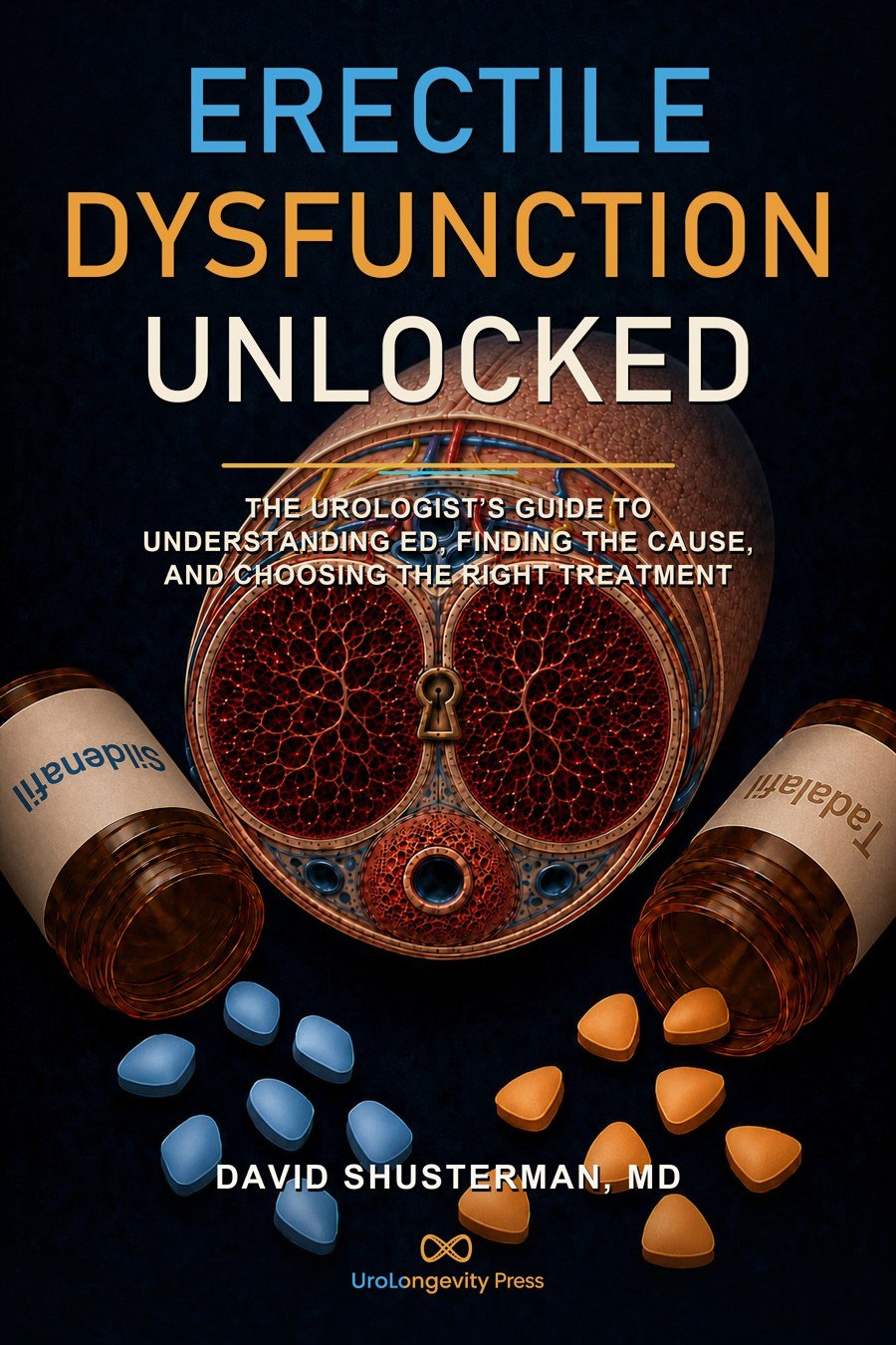 Erectile Dysfunction Unlocked book cover by David Shusterman, MD