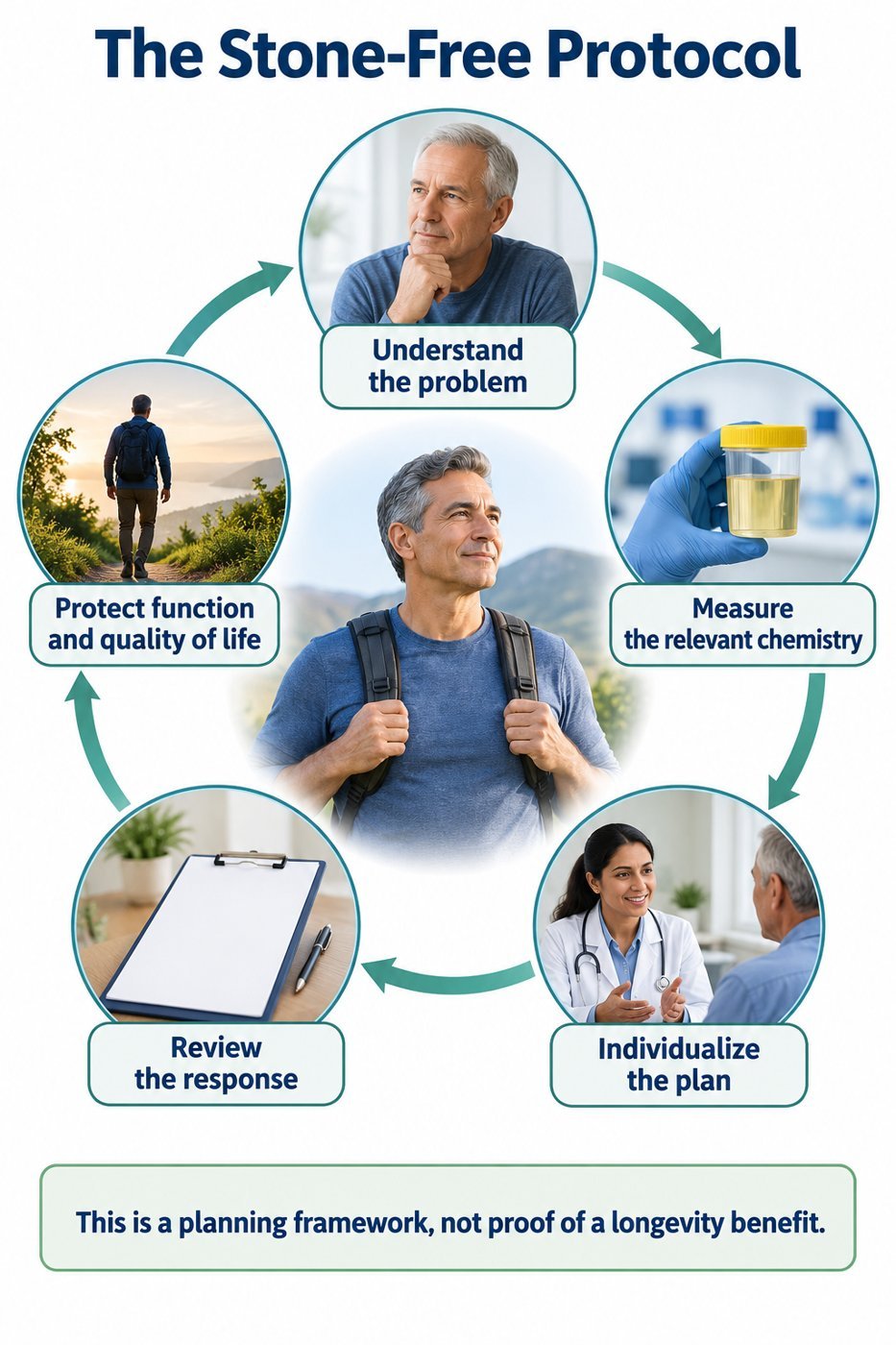 The Stone-Free Protocol. This is a planning framework, not proof of a longevity benefit.